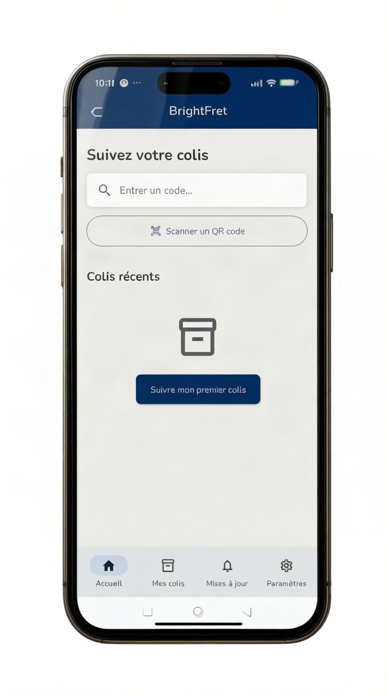 Phone screen showing the package tracking home screen